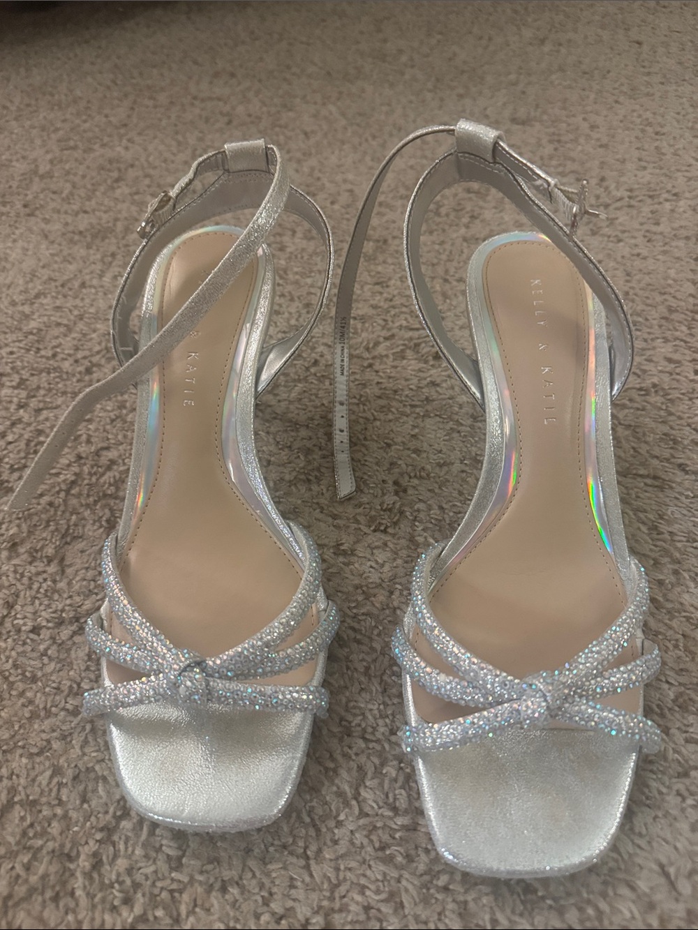 Silver Glitter Knot Strap Sandals
